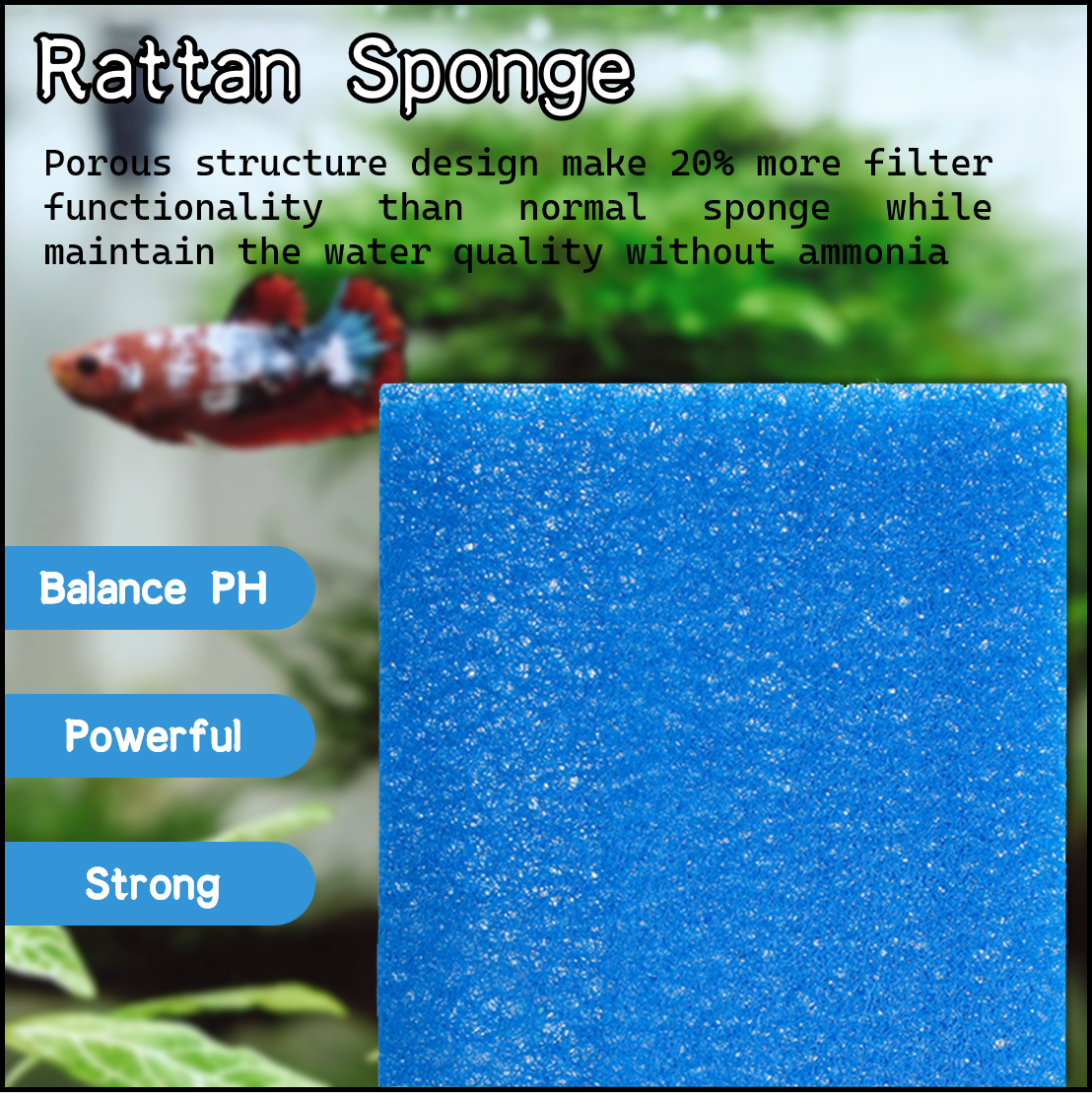 Rattan Sponge for Aquarium Filter System 4 pieces