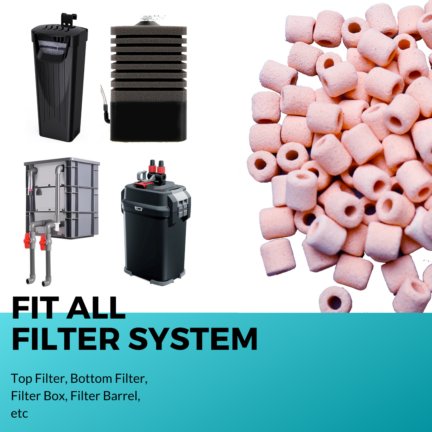 Floriell Bio Filter Media Aquarium Filter 2 Liter Pack for Nitrifying Bacteria and Water Treatment